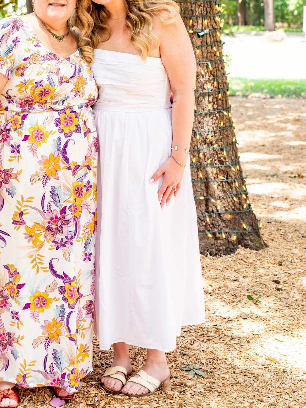 Abercrombie & Fitch White Strapless Midi Dress with Ruched Bodice